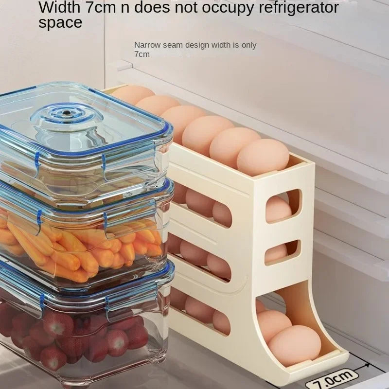 Sliding Egg Storage Container Convenient Automatic Rolling Holder Storage Box Fridge Kitchen Space Saver with Shockproof Design